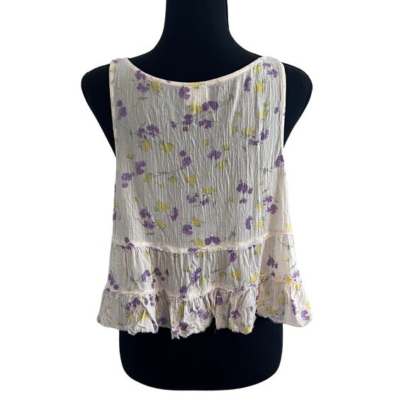 Intimately Free People Pale Pink Cami with Floral Print and Ruffle Detail - S - Picture 4 of 10